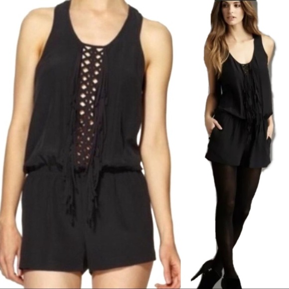 BCBG MaxAzria ‘Boden’ Fringe Romper 100% Silk XS - Picture 1 of 8